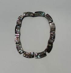 Vintage Taxco Sterling Silver Abalone Necklace Inlaid MCM Choker *Needs Repair*