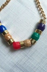 Vintage Gold Tone Necklace 23 Inches With Plastic Beads. As Pictured -VM91