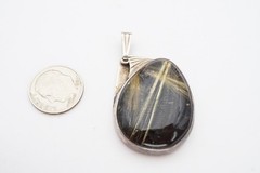 Vintage Sterling Silver 925 Rutilated Quartz Pendant Signed
