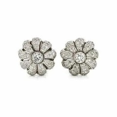 Art Deco Style 2.2Ct Lab Created Diamond Anniversary Flower Stud Silver Earrings