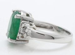Art Deco 5.30 Ct Natural Green Emerald Vintage Style Wedding Ring 925 Silver