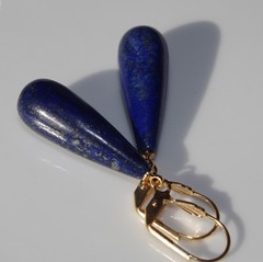 Quality 14K GF 45mm Large Laois Lazuli Tear drop Lever back Earrings