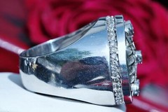 14k white gold ring 2.50ct natural diamond size 11.5 vintage handmade 27.0g Gab8