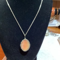 Antique Cameo Necklace 800 Silver Frame With Marcasite Stones Missing One Stone