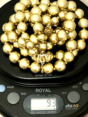 VTG Kramer Signed Triple Strand Graduated Faux Pearl Necklace Gold Tone 1950s