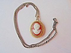 Vintage 23 inch Chain with retro style Victorian lady CAMEO