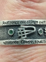 VTG EMERLD STONES TABLET MERCURY CUSTOM RING STERLING SILVER Not Many Made