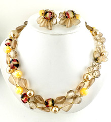 Vintage West Germany Givre Glass Plastic AB Bead Necklace Earrings Lot of 3 Sets