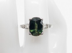 Vintage 1950s $12,000 5.50ct Natural Blue Green Sapphire Diamond Platinum Ring