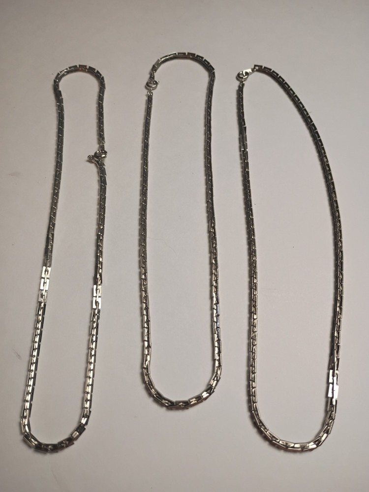 Box H Link Chain Necklace Silver Tone Career Minimalist Jewelry 14 In Lot Of 3