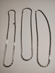 Box H Link Chain Necklace Silver Tone Career Minimalist Jewelry 14 In Lot Of 3