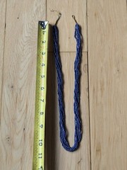 Natural Nepal Glass Seed Bead Multi Strand Necklace. Iridescent Peacock Blue 22″
