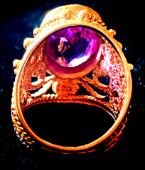 14K 583 Gold Ring Gemstone Vintage Made in Former USSR Size 16.5, Weight 12 g.