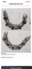 Vtg. D & E Rare Juliana 5 Link 7” Bracelet Silver Tone Black/ Green/ Gold BinM