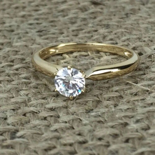 1.50 Ct White Diamond Art Deco Antique Vintage Wedding Ring 14K Yellow Gold FN