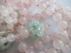 VINTAGE ROSE QUARTZ AVENTURINE KNOTTED BEAD LARIAT TASSEL NECKLACE ASIAN EXPORT