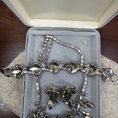 Juliana Vtg Rhinestone 3 piece set necklace bracelet earrings aurora borealis
