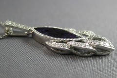 ESTATE 1.03CT DIAMOND & AAA AMETHYST 14K WHITE GOLD TEAR DROP FLOATING PENDANT