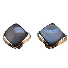 Unbranded Clip On Earrings Womens Dark Grey Excellent Vintage Square Silver Tone