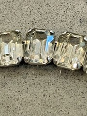 Eisenberg ICE Signed Bracelet Rhinestone 7” W/Safety Chain Rhodium Plated