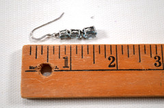 Silver Tone Pierced Wire Hook Earrings 1.5″ Blue Aquamarine Stones