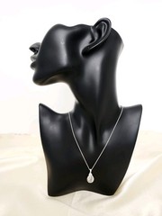 Vintage Silver Tone Crystal Tear Drop Pendant Necklace With Rhinestones Signed N