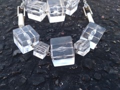 Vintage KH Studio Lucite Square Necklace Statement Clear