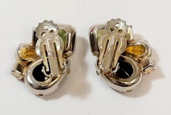 Vintage Orange Yellow Green Givre Amber Rhinestone Earrings Caviness?