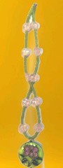 Vintage Cloisonne Flower Pendant Pink Green Glass Beads Metal Necklace Boho Gift