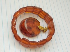 NATURAL OLD pressed ANTIQUE BALTIC AMBER BRACELET. Pendant