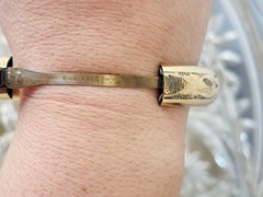 Vintage 12k Gold Filled Floral Etched Bangle Bracelet Signed Marathon Co