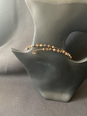 Bronze tone Fringe Chain Choker Collar Necklace multicolored beads f37