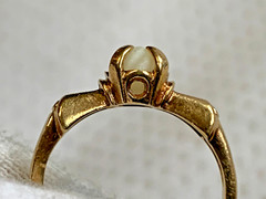 Antique 10K Yellow Gold Ring 1.89g Fine Jewelry Size 5.75 Band White Round Stone