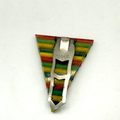 Vintage Dress Clip Multicolor Striped Triangle Acrylic Retro 2 Inches