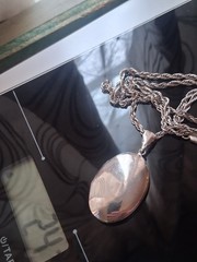 Sterling silver large locket double sided photo pendant necklace, Vintage 37″