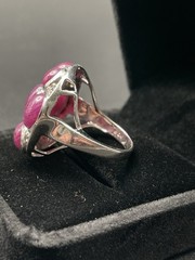 🔥Vintage Cabochon Rough Rubies Ruby Sterling Silver 925 Statement Ring Size 10
