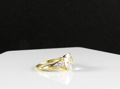 Vintage Solid 10K Yellow Gold Ring White Topaz Diamond Accent Cocktail Jewelry 7