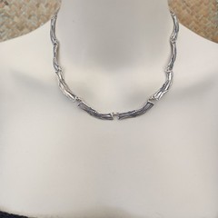 Vintage Israeli Silver Necklace Modernist Art Nouveau Revival Choker Handmade