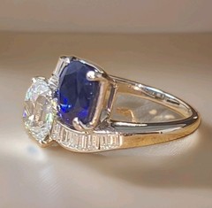 Vintage Platinum Toi Et Moi Ring 5.77CT.Natural Blue Sapphire Diamond GIA Cert