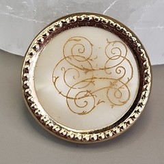 Vintage Monogram Brooch Decorative Scrollwork Round General Manufacturing USA