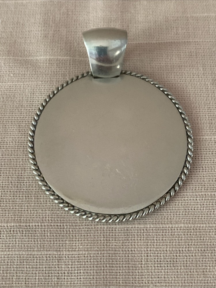 Vintage Sterling Silver 925 Engravable Flat Round Pendant 1 3/4″ Diameter 26g