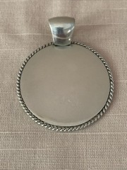 Vintage Sterling Silver 925 Engravable Flat Round Pendant 1 3/4″ Diameter 26g
