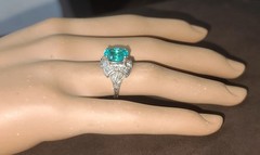 Vintage Filigree Platinum Engagement Ring 4.10ct. Blue Neon Tourmaline Oval Cut
