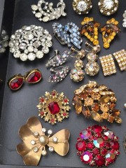 High End All Vintage Rhinestones Crystals Costume Jewelry Lot Signed