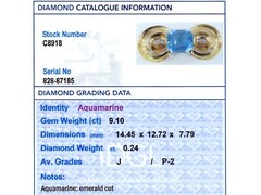 Art Deco 9.10Ct Aquamarine and 0.24Ct Diamond 15k Yellow Gold Brooch Circa 1925