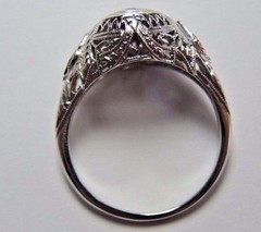 Antique Art Deco Engagement 19K White Gold Ring Size 5.75 UK-L EGL USA