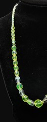 Uranium 18″ Czech faceted AB glass and lampwork bead graduated necklace! Dope!