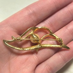 Napier Gold and Cream Brooch with Pearl Accent