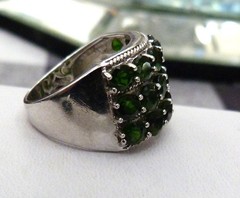 DESIGNER HT 4.85 CARATS CHROME DIOPSIDE GEMSTONE STERLING SILVER BAND RING SZ 9