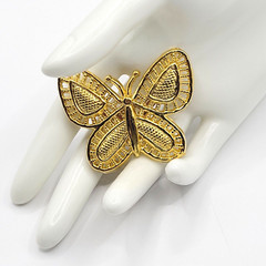 AAI Elegant Simple and Classy Vintage Gold Tone Metal BUTTERFLY Brooch Pin